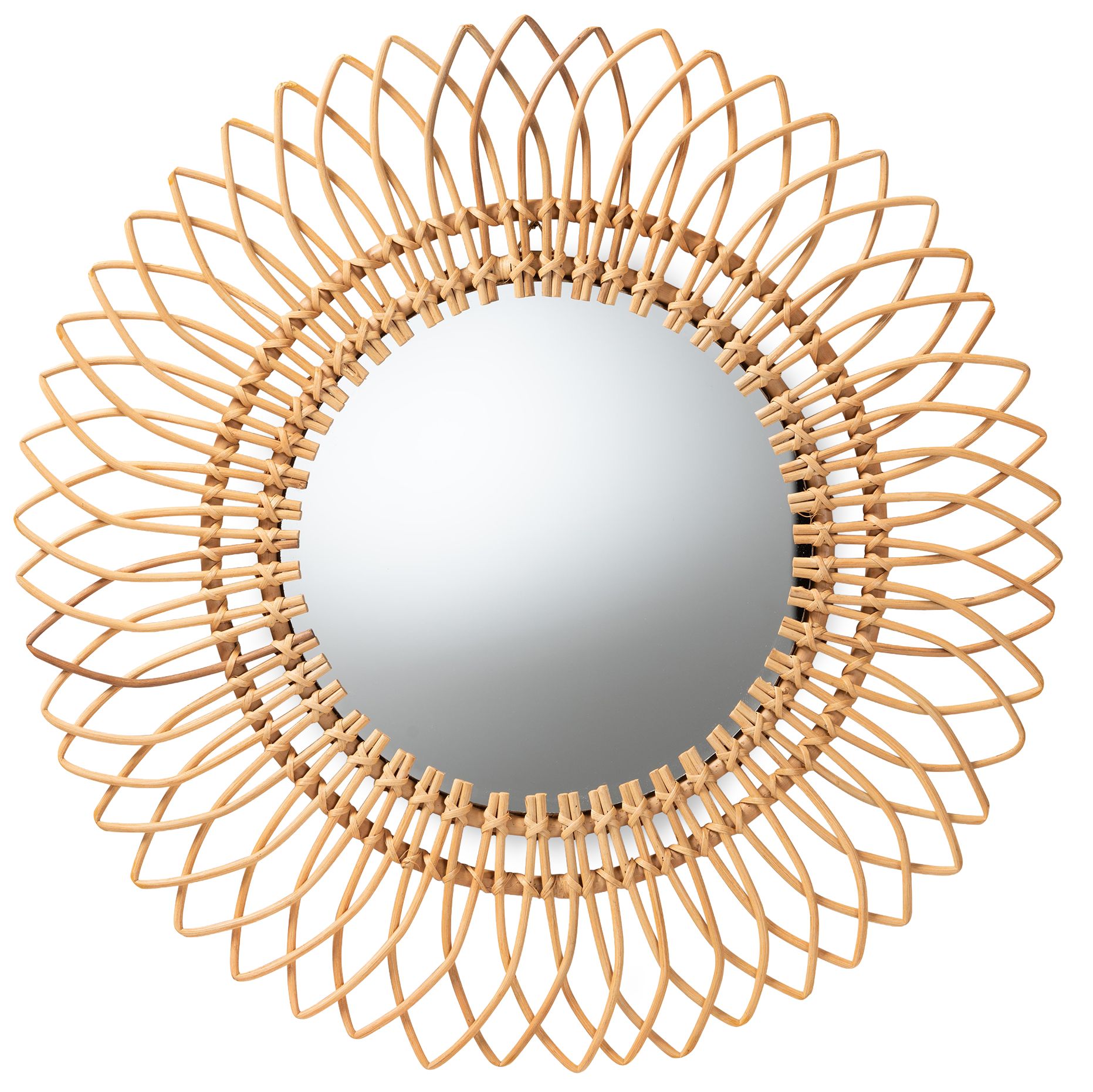 Image 2 Baxton Studio Bora Modern Bohemian Natural Brown Rattan Accent Wall Mirror