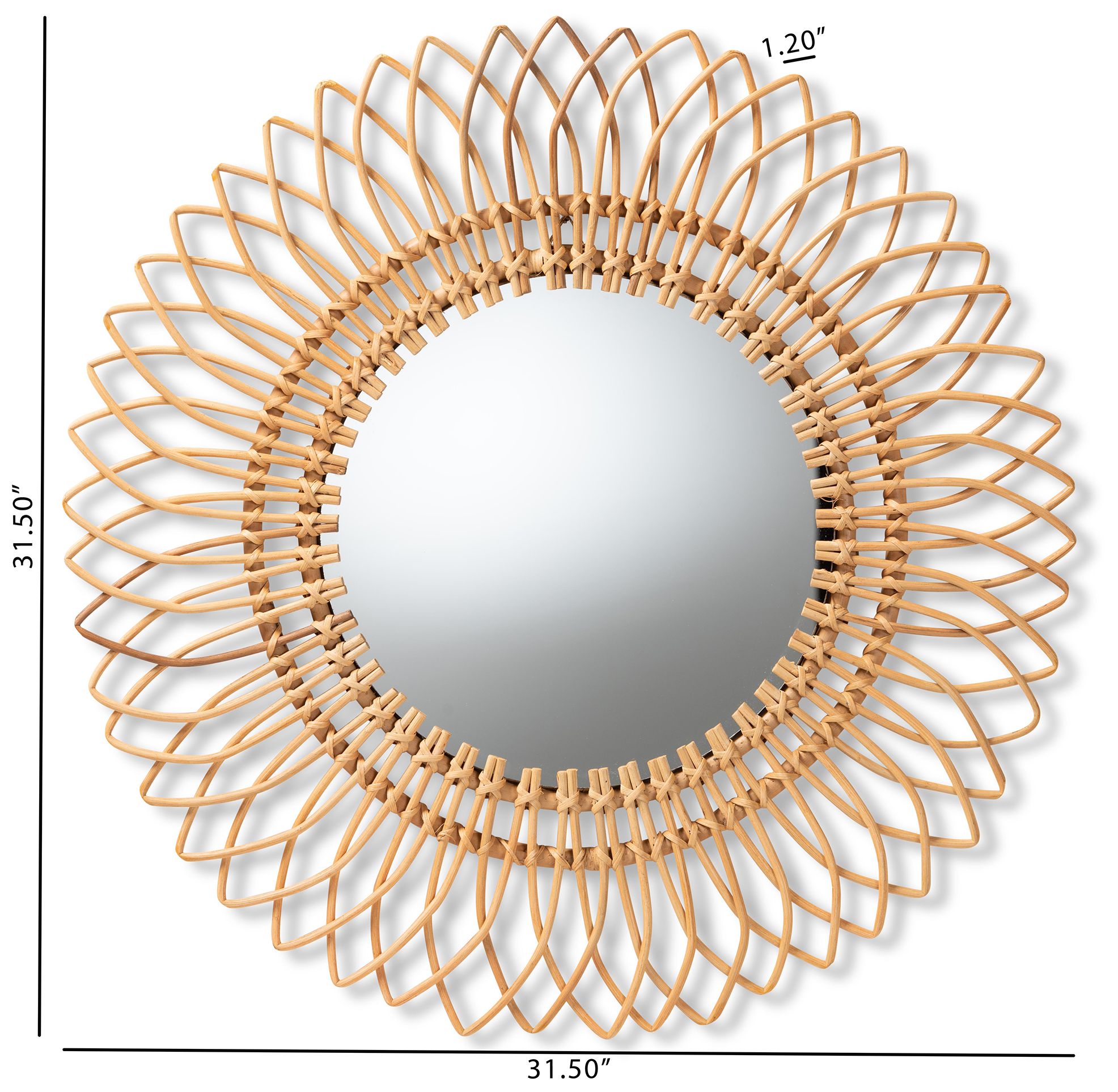 Image 4 Baxton Studio Bora Modern Bohemian Natural Brown Rattan Accent Wall Mirror more views