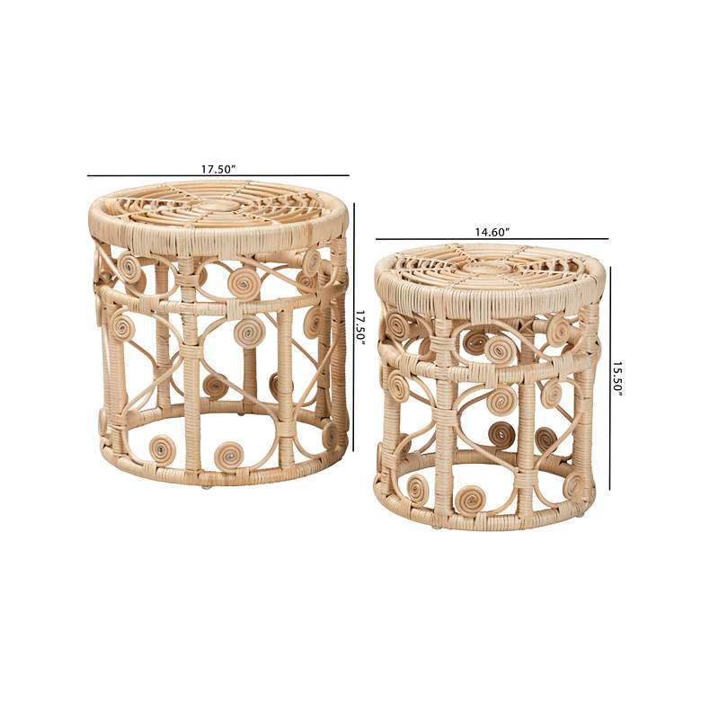 Image 7 Baxton Studio Bowie Rattan Nesting End Tables Set of 2 more views