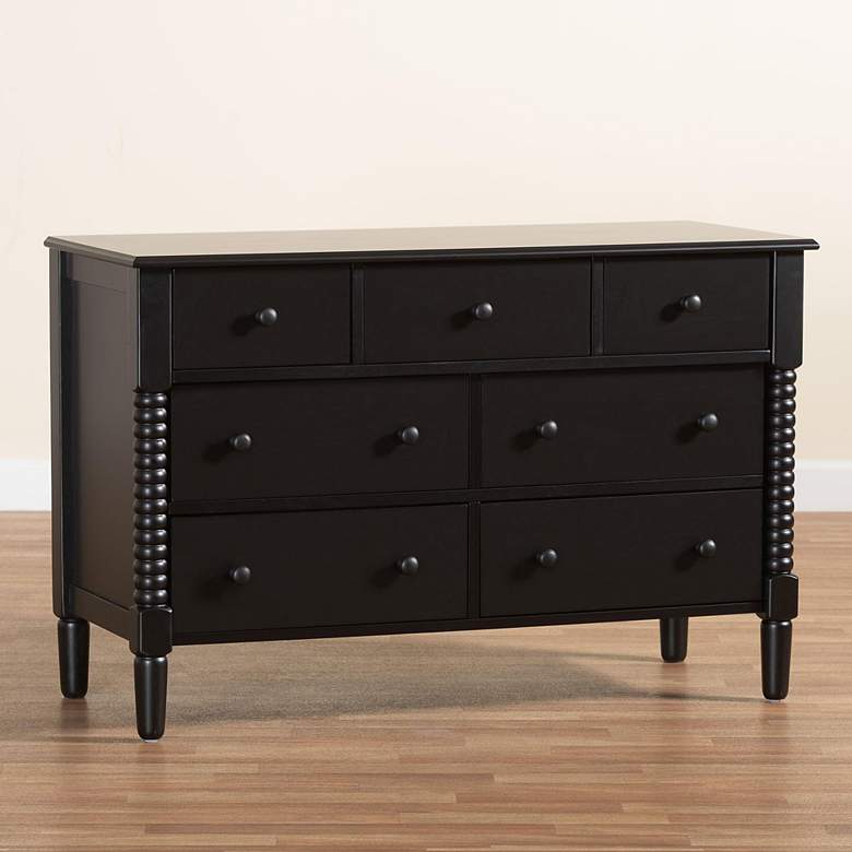 Image 1 Baxton Studio Braith 47 1/4"W Black Wood 7-Drawer Dresser