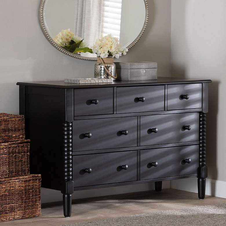 Image 3 Baxton Studio Braith 47 1/4"W Black Wood 7-Drawer Dresser more views