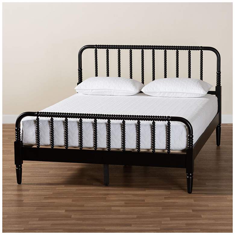 Image 1 Baxton Studio Braith Farmhouse Black Spindle Wood King Size Platform Bed