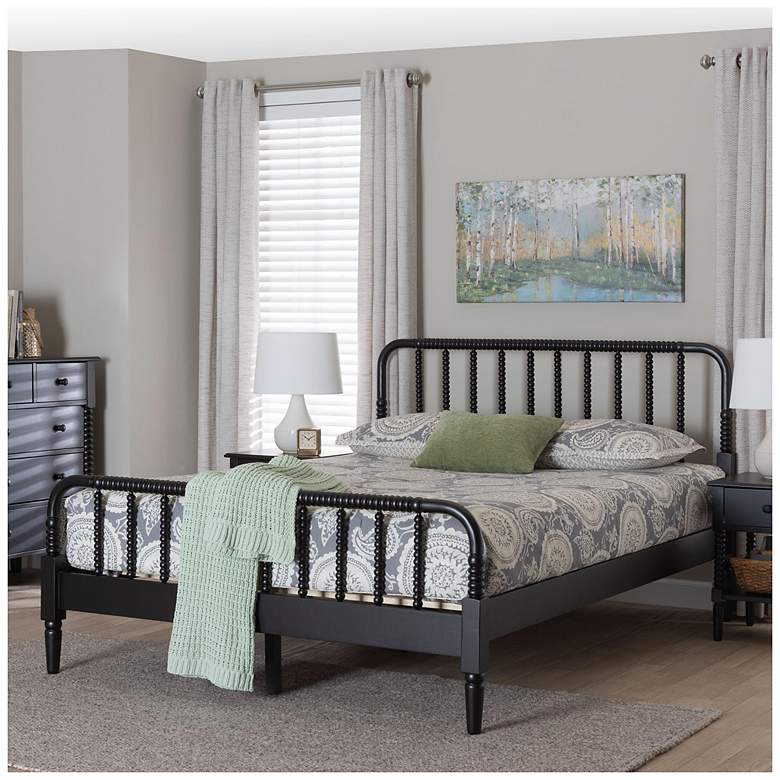 Image 3 Baxton Studio Braith Farmhouse Black Spindle Wood Queen Size Platform Bed more views