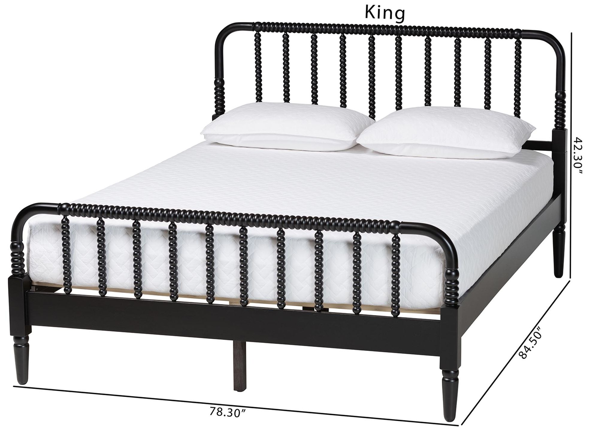 Baxton Studio Braith Farmhouse Black Spindle Wood Queen Size Platform Bed