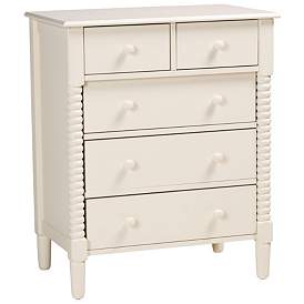 Image1 of Baxton Studio Braith Farmhouse Ivory Spindle Wood 5-Drawer Chest