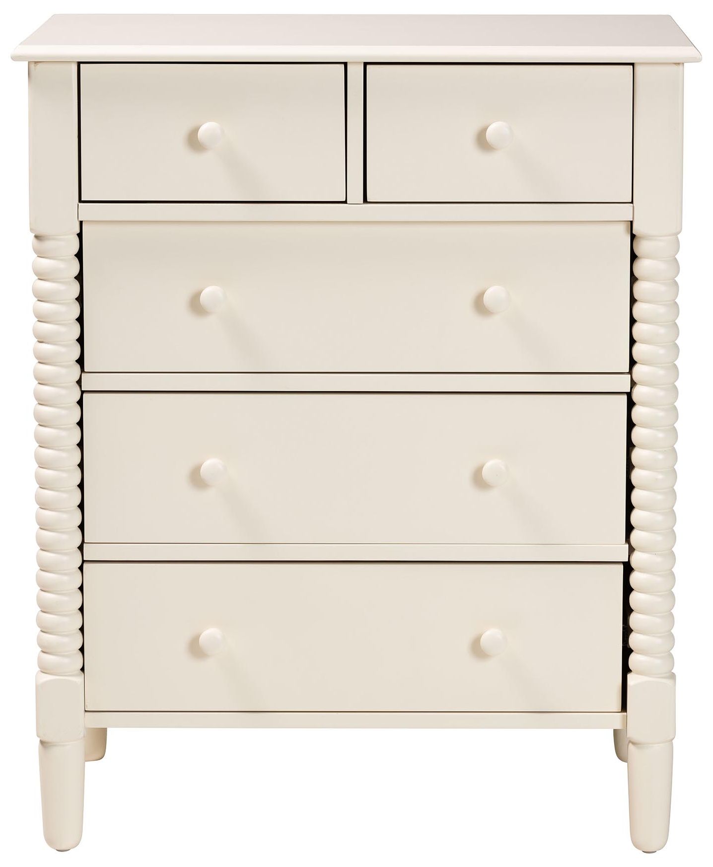 Image 4 Baxton Studio Braith Farmhouse Ivory Spindle Wood 5-Drawer Chest more views