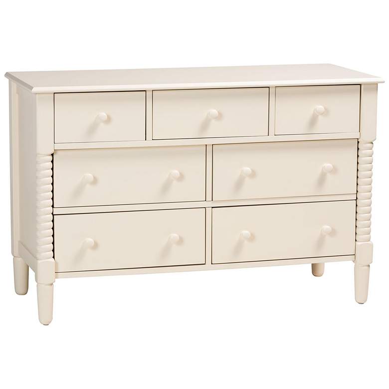 Image 1 Baxton Studio Braith Farmhouse Ivory Spindle Wood 7-Drawer Dresser