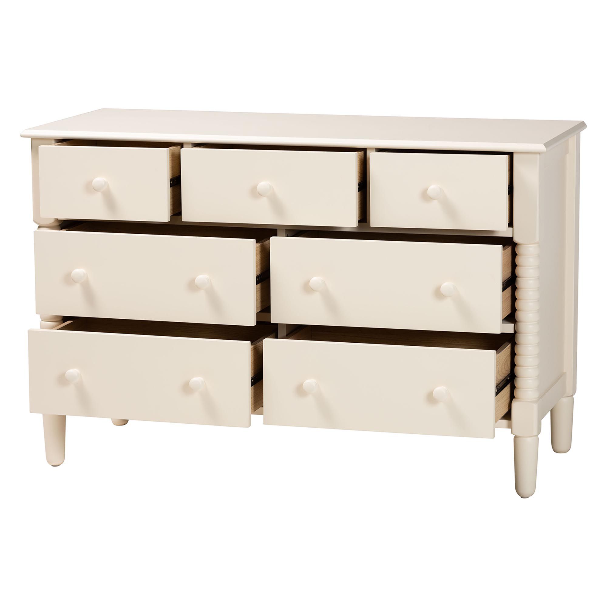 Image 3 Baxton Studio Braith Farmhouse Ivory Spindle Wood 7-Drawer Dresser more views