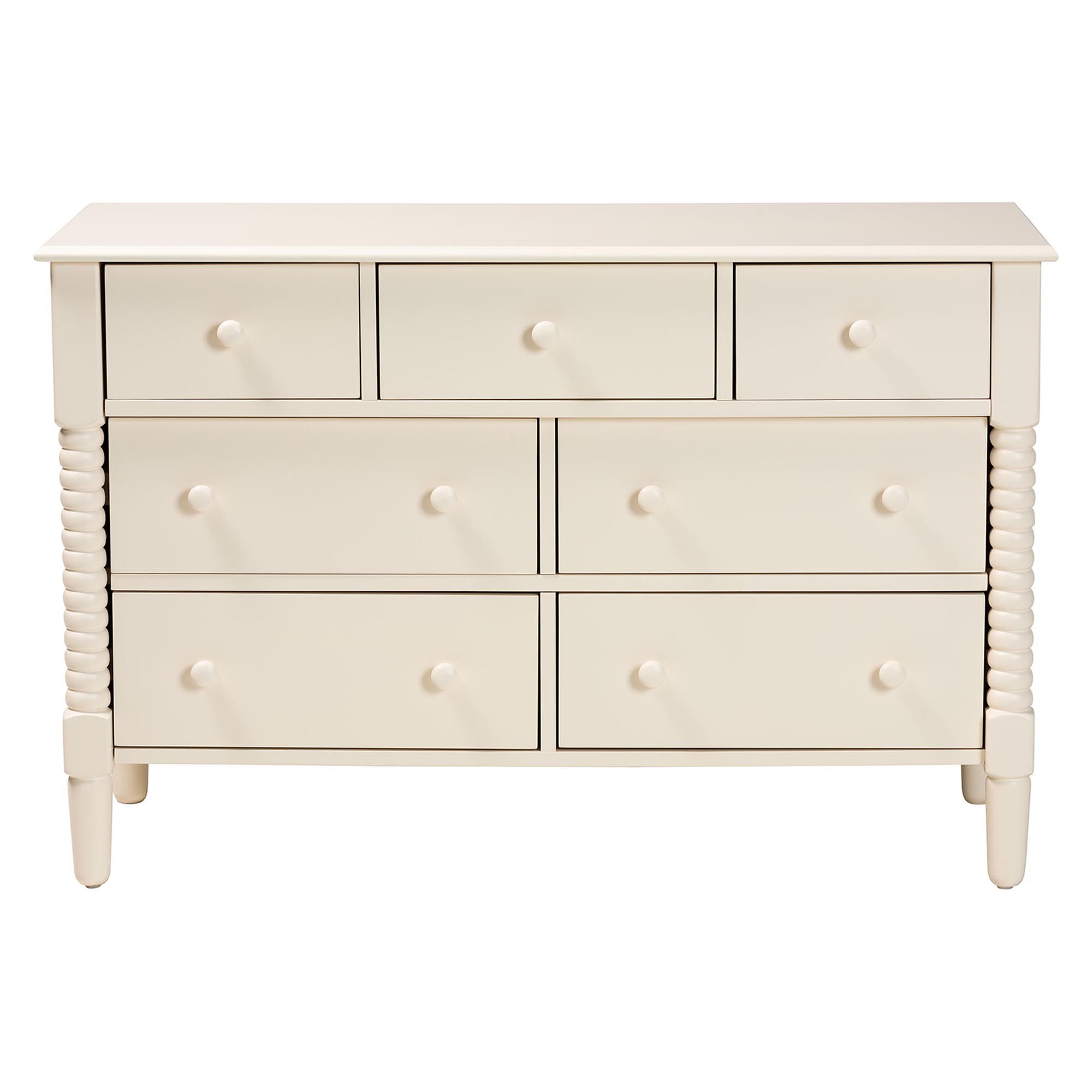 Image 4 Baxton Studio Braith Farmhouse Ivory Spindle Wood 7-Drawer Dresser more views