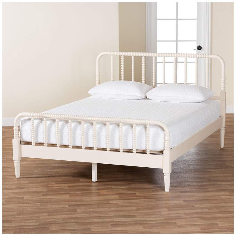Image 1 Baxton Studio Braith Farmhouse Ivory Spindle Wood Queen Size Platform Bed