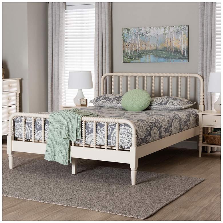 Image 3 Baxton Studio Braith Farmhouse Ivory Spindle Wood Queen Size Platform Bed more views
