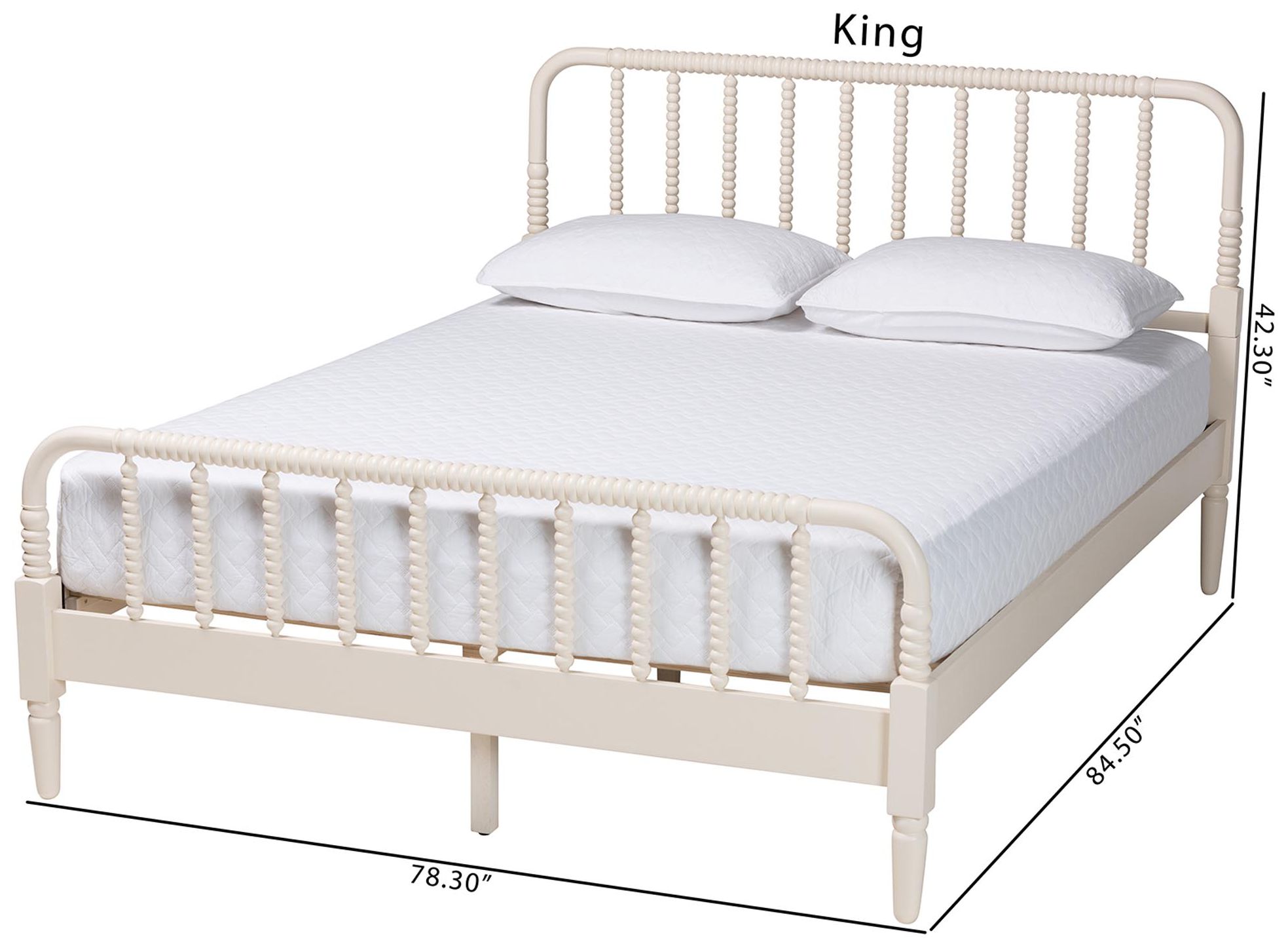 Baxton Studio Braith Farmhouse Ivory Spindle Wood Queen Size Platform Bed