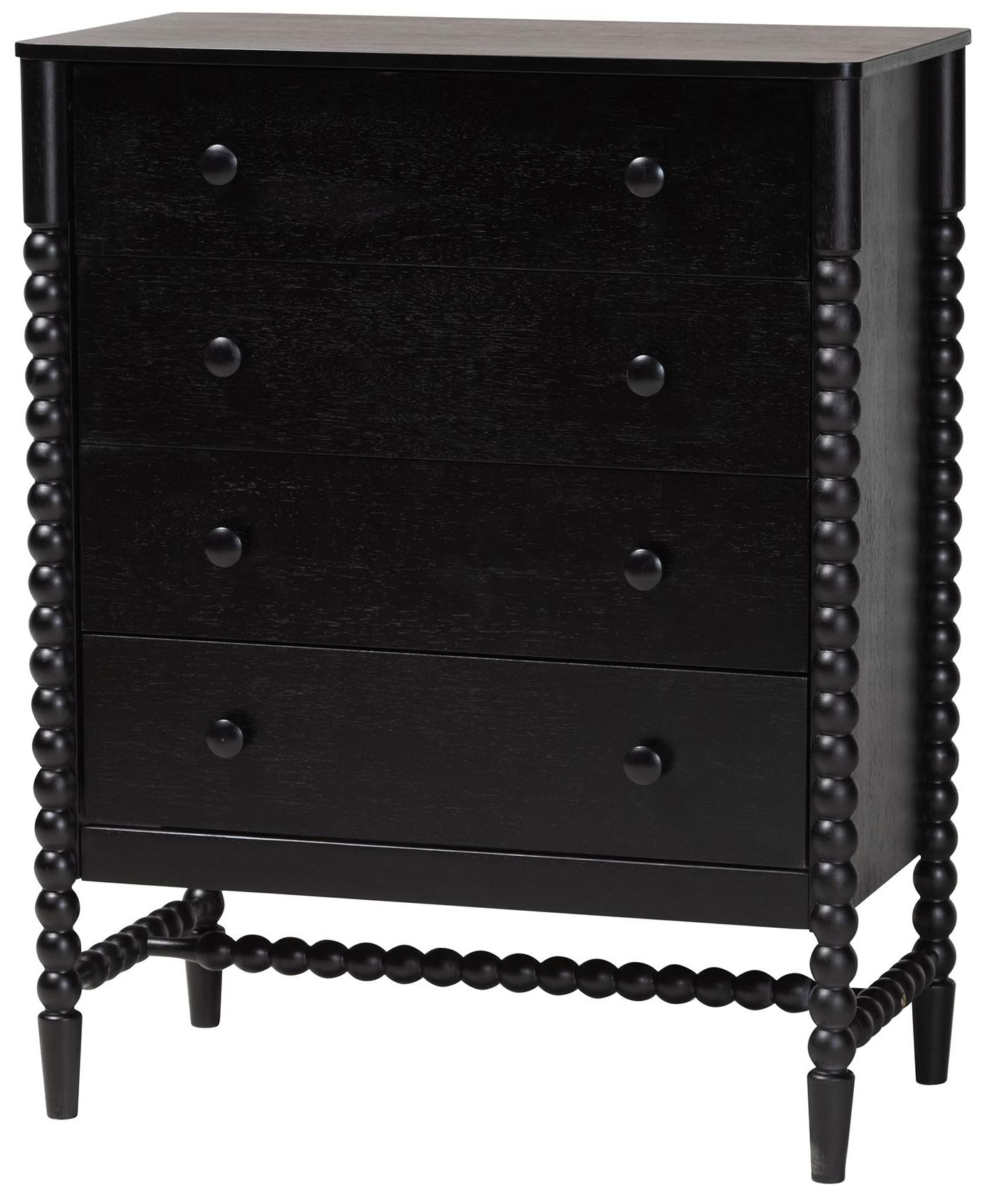 Thumbnail1 of Baxton Studio Brantley Spindle Chest - 4-Drawer Tall Storage Cabinet, Black