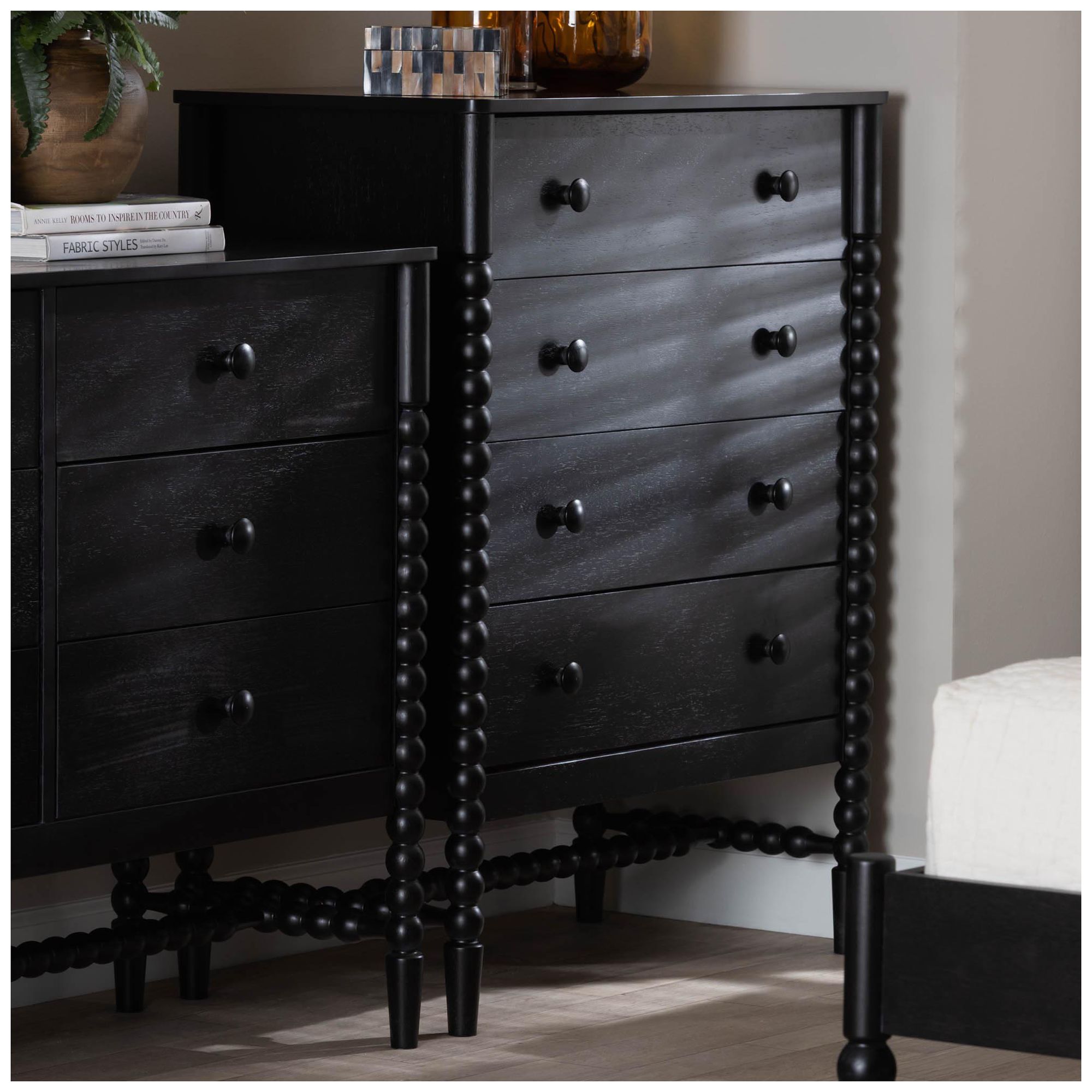 Thumbnail2 of Baxton Studio Brantley Spindle Chest - 4-Drawer Tall Storage Cabinet, Black more views