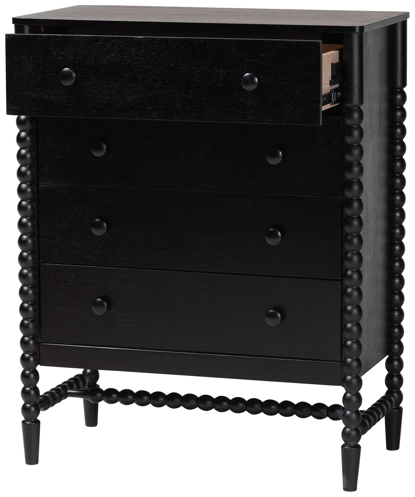 Thumbnail4 of Baxton Studio Brantley Spindle Chest - 4-Drawer Tall Storage Cabinet, Black more views