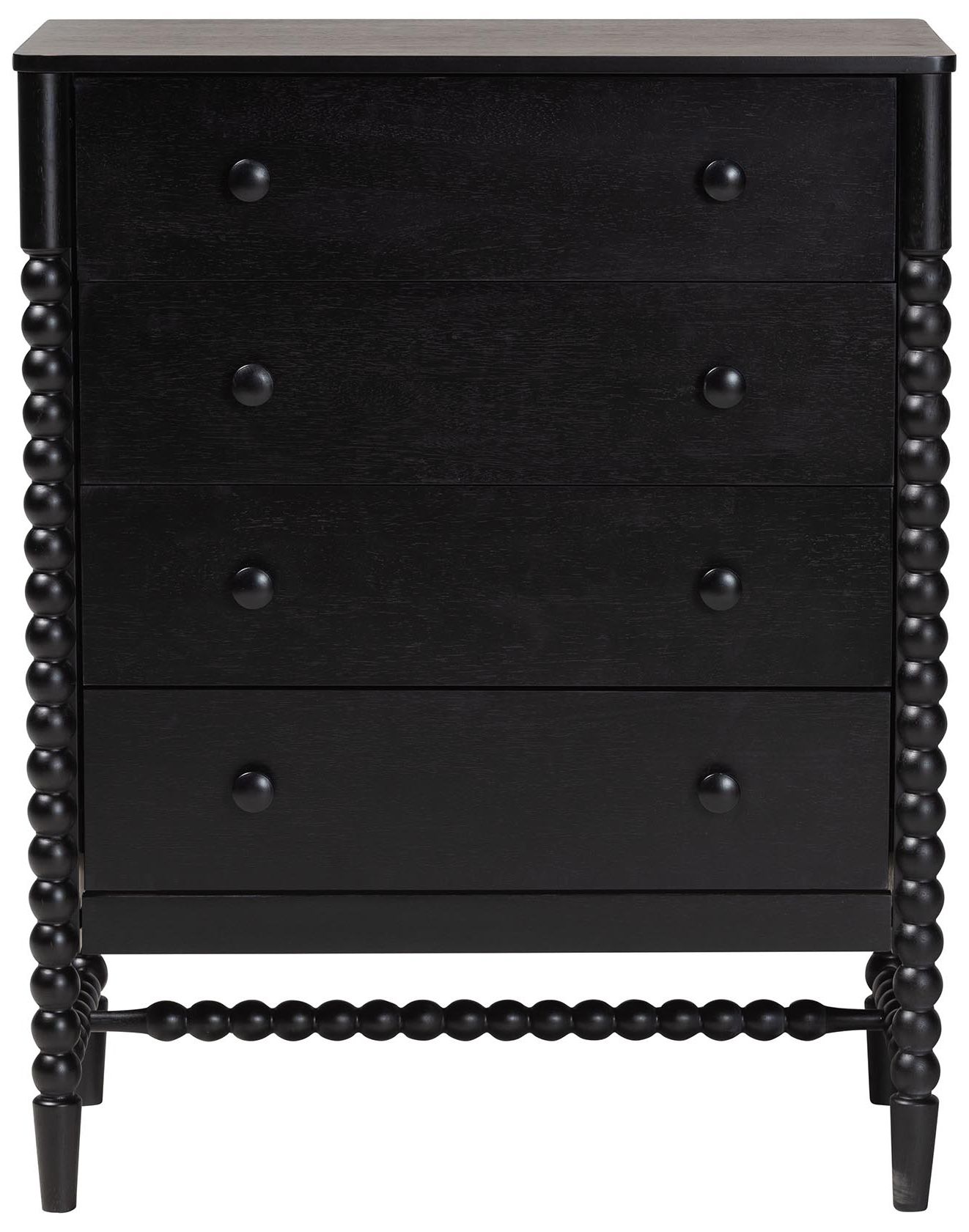 Baxton Studio Brantley Spindle Chest - 4-Drawer Tall Storage Cabinet, Black