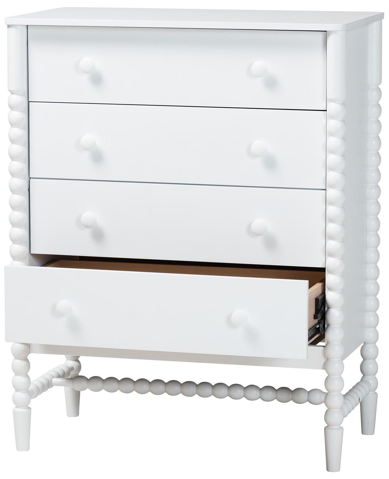 Image 3 Baxton Studio Brantley Spindle Chest - 4-Drawer Tall Storage Cabinet, White more views