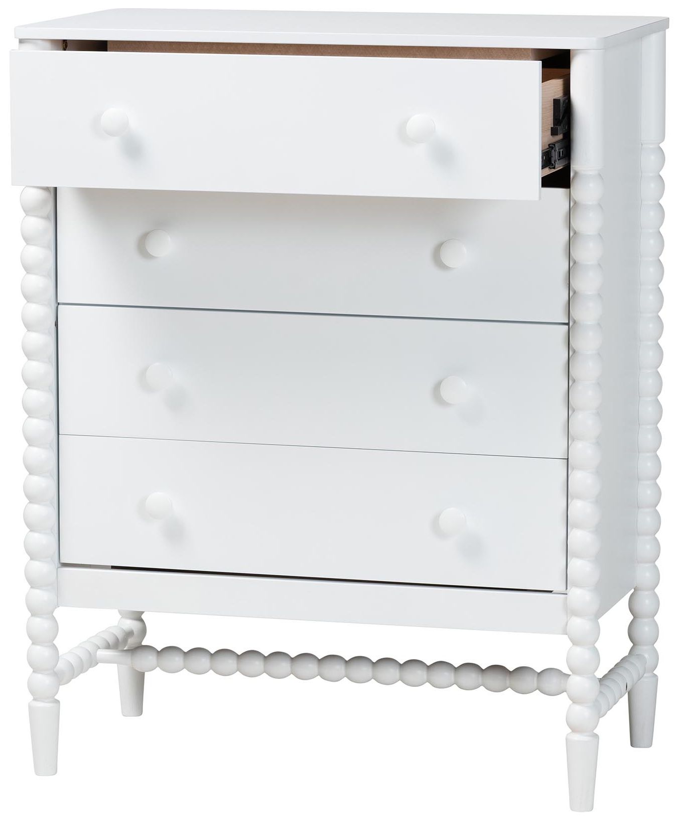 Image 4 Baxton Studio Brantley Spindle Chest - 4-Drawer Tall Storage Cabinet, White more views