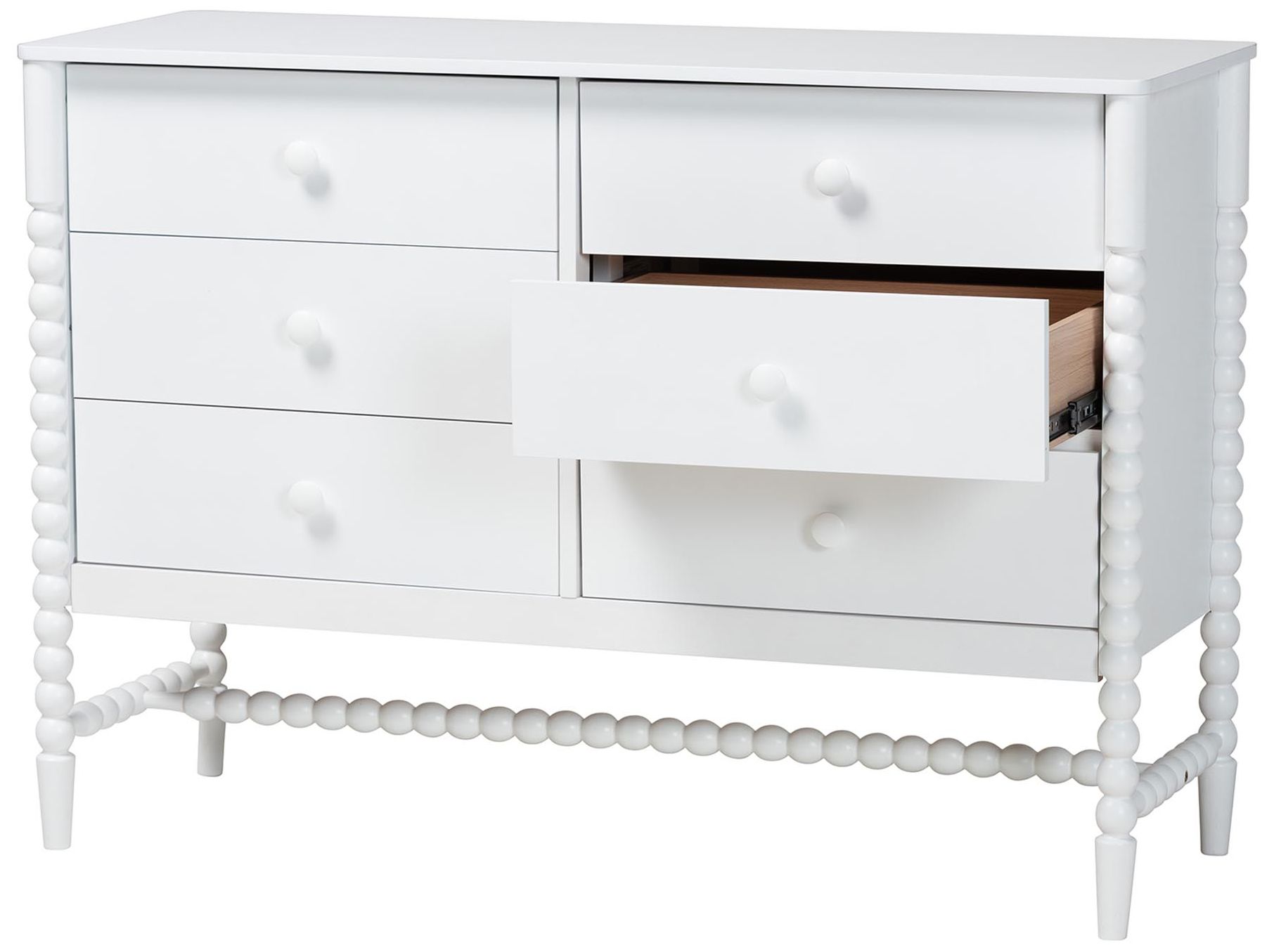 Image 4 Baxton Studio Brantley Spindle Dresser - 6-Drawer Storage Cabinet, White more views