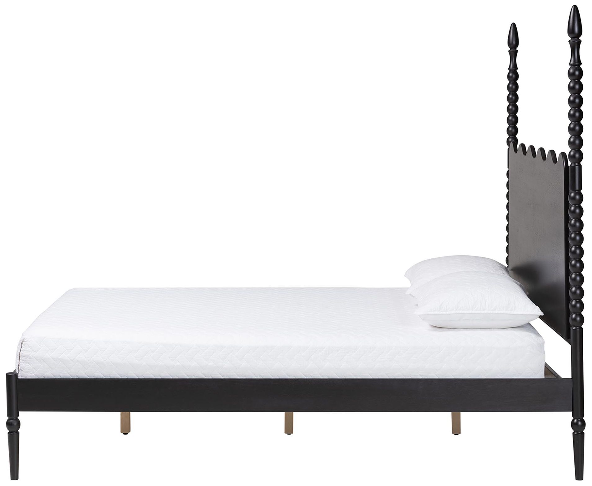 Image 3 Baxton Studio Brantley Spindle Platform Bed with Headboard, Black, Queen more views