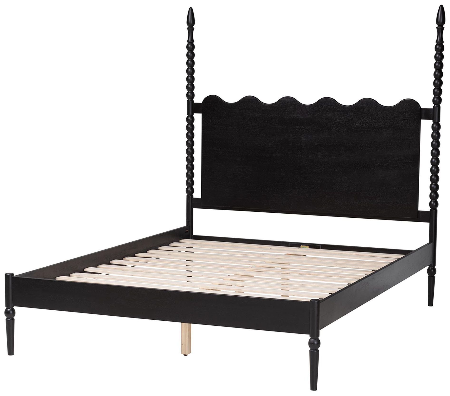 Image 4 Baxton Studio Brantley Spindle Platform Bed with Headboard, Black, Queen more views