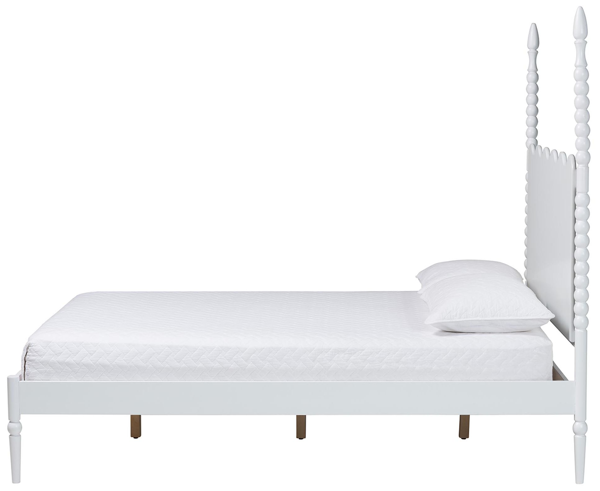 Image 3 Baxton Studio Brantley Spindle Platform Bed with Headboard, White, Queen more views