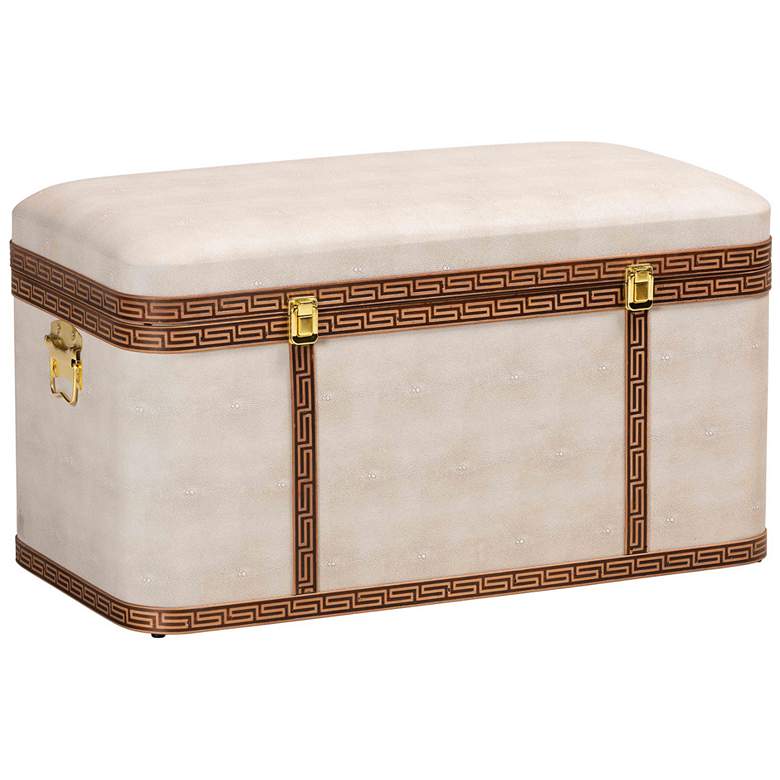 Image 1 Baxton Studio Brenner Modern Transitional Beige Faux Shagreen Storage Trunk