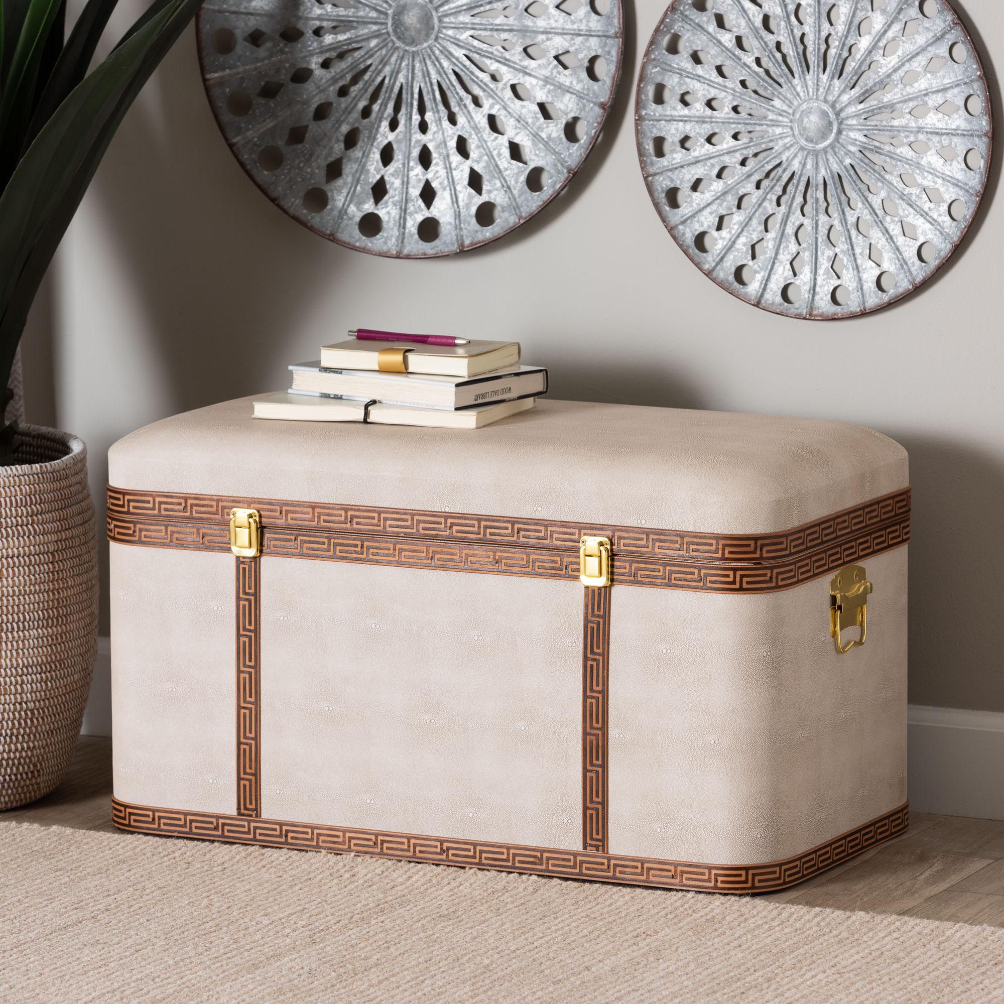 Thumbnail1 of Baxton Studio Brenner Modern Transitional Beige Faux Shagreen Storage Trunk