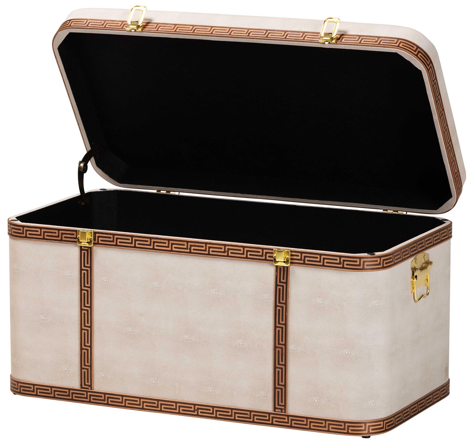 Thumbnail3 of Baxton Studio Brenner Modern Transitional Beige Faux Shagreen Storage Trunk more views
