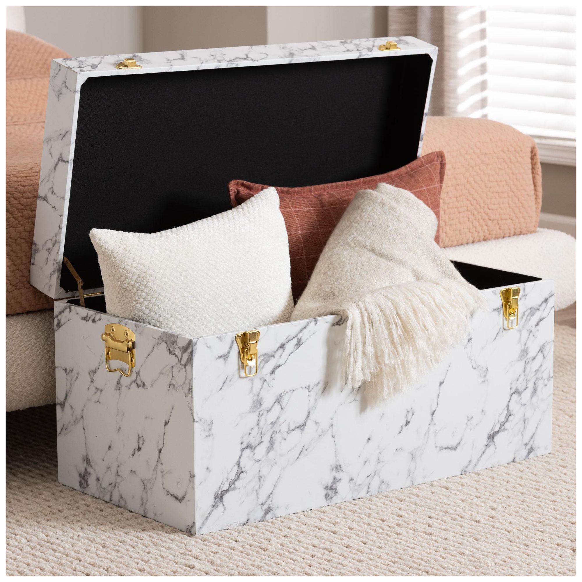 Baxton Studio Brenta Storage Trunk with Lift-Top Lid Storage Solution