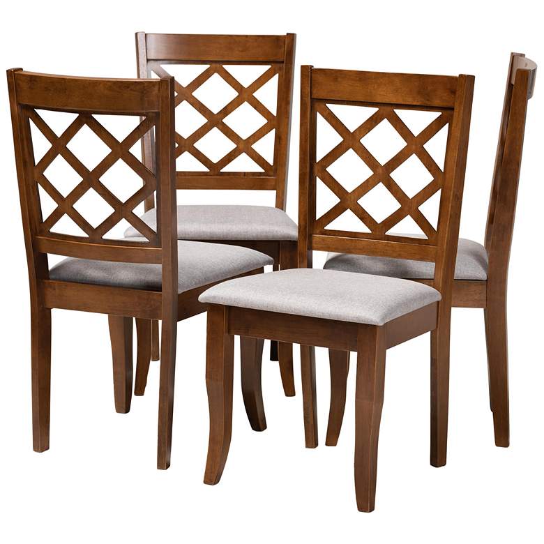 Image 1 Baxton Studio Brigitte Grey Fabric Upholstered 4-Piece Dining Chair Set