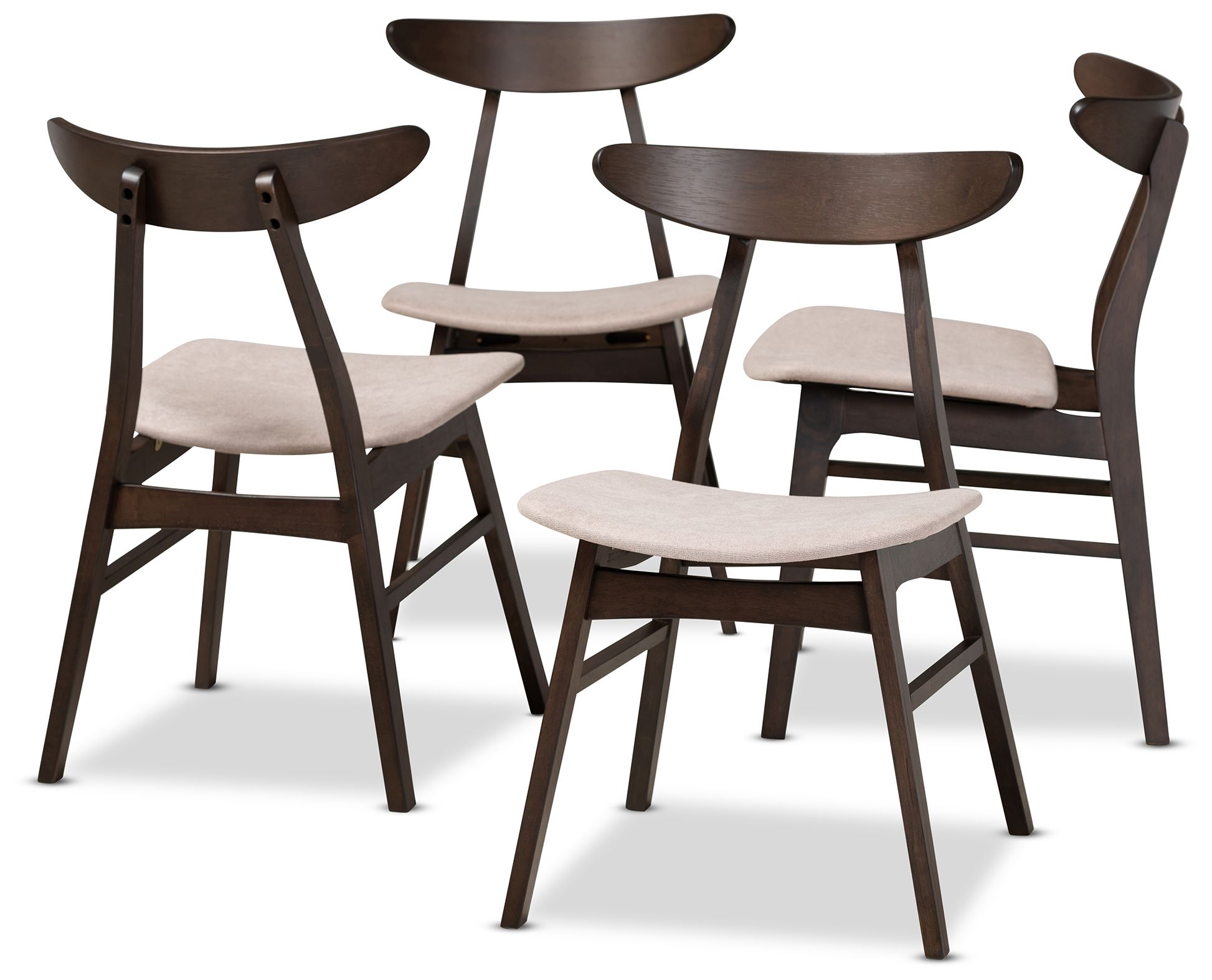 Image 2 Baxton Studio Britte Beige Fabric Upholstered 4-Piece Dining Chair Set