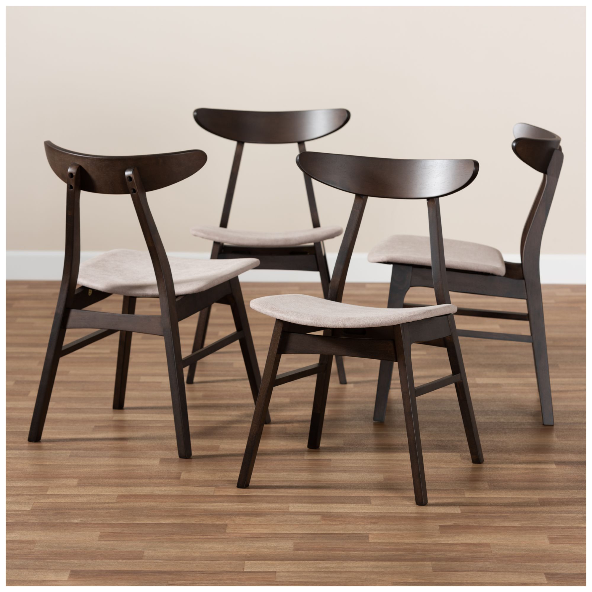 Image 4 Baxton Studio Britte Beige Fabric Upholstered 4-Piece Dining Chair Set more views