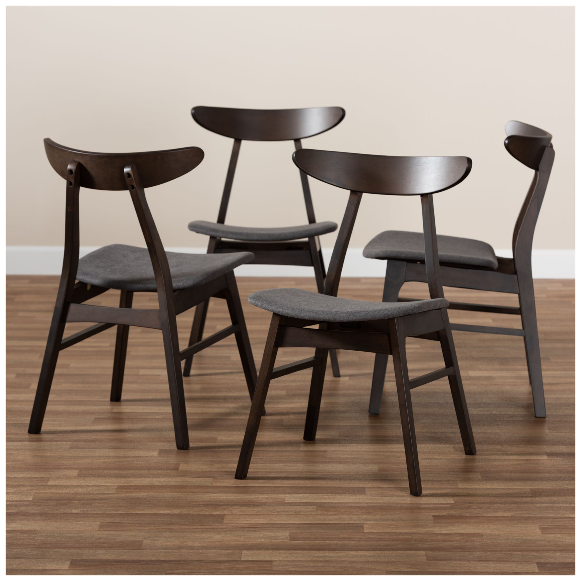 Image 4 Baxton Studio Britte Dark Grey Fabric Upholstered 4-Piece Dining Chair Set more views