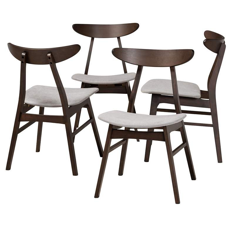 Image 2 Baxton Studio Britte Light Grey Fabric Upholstered 4-Piece Dining Chair Set