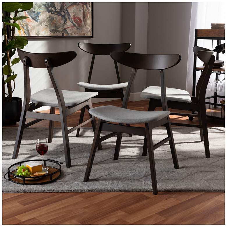 Image 1 Baxton Studio Britte Light Grey Fabric Upholstered 4-Piece Dining Chair Set