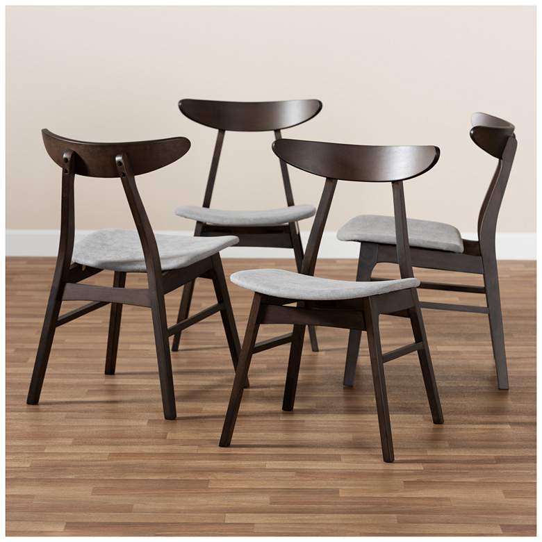 Image 4 Baxton Studio Britte Light Grey Fabric Upholstered 4-Piece Dining Chair Set more views