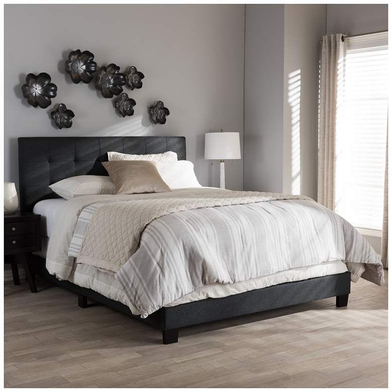 Image 6 Baxton Studio Brookfield Charcoal Grey Fabric Full Size Bed more views