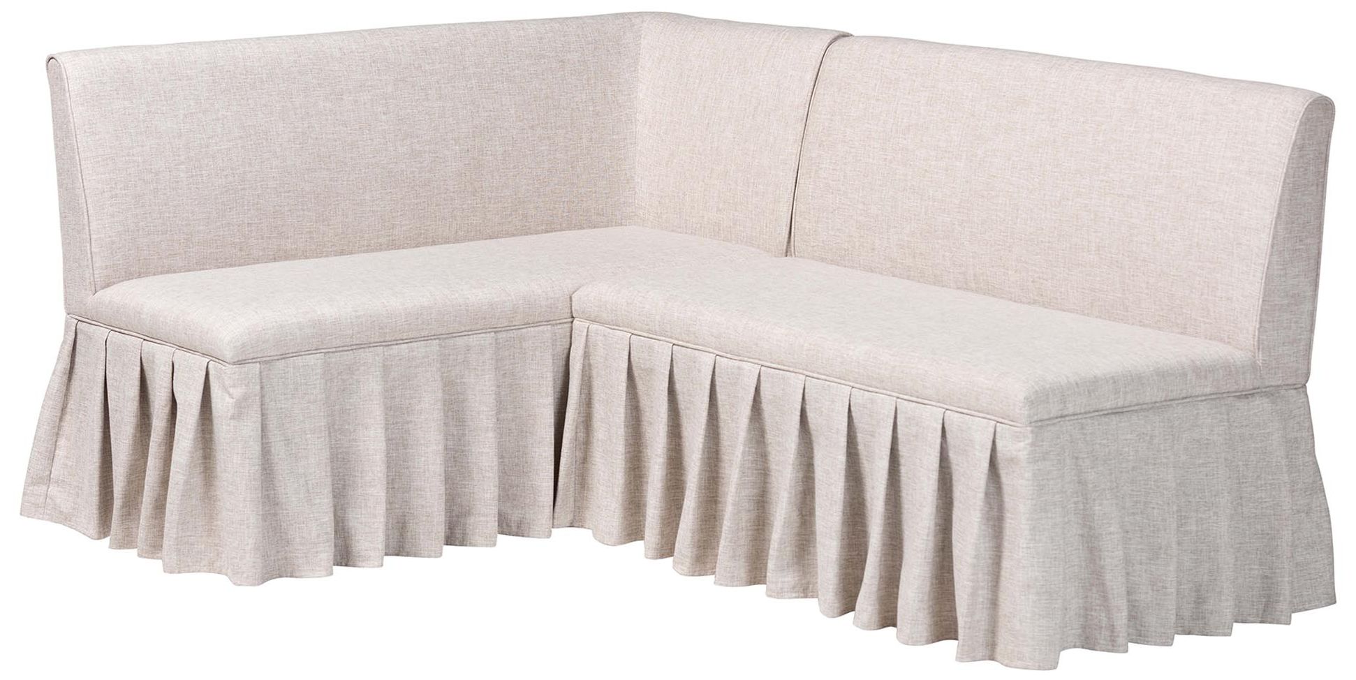 Image 2 Baxton Studio Bryna 2-Piece Beige Fabric Upholstered Dining Nook Bench Set