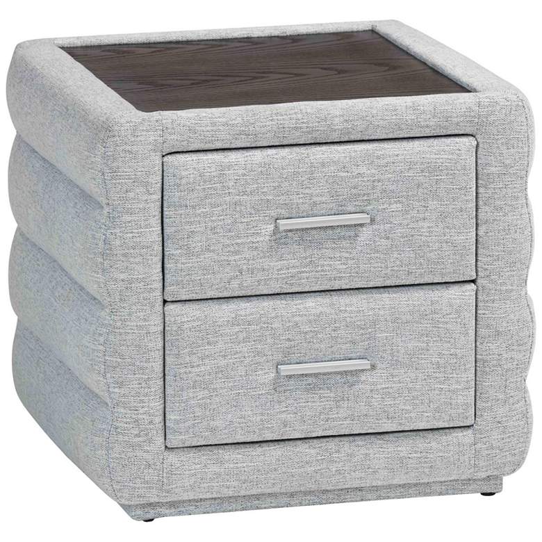 Image 1 Baxton Studio Cadmus Modern Light Grey Fabric 2-Drawer Nightstand