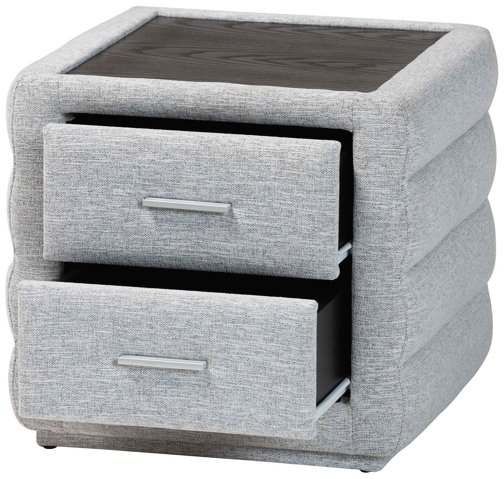 Image 3 Baxton Studio Cadmus Modern Light Grey Fabric 2-Drawer Nightstand more views