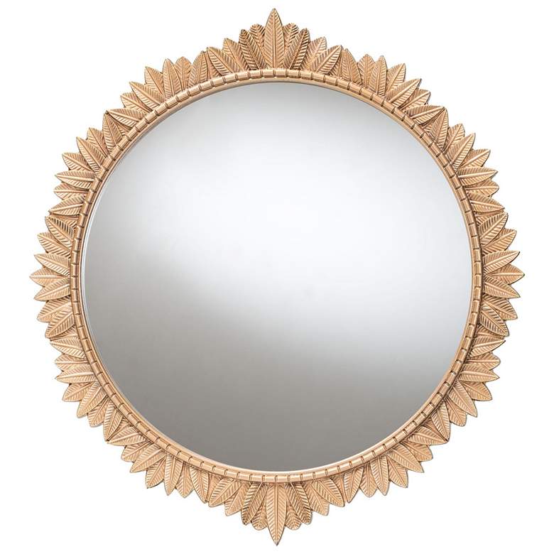 Image 1 Baxton Studio Caitlin Antique Gold Finished Wood Round Accent Wall Mirror