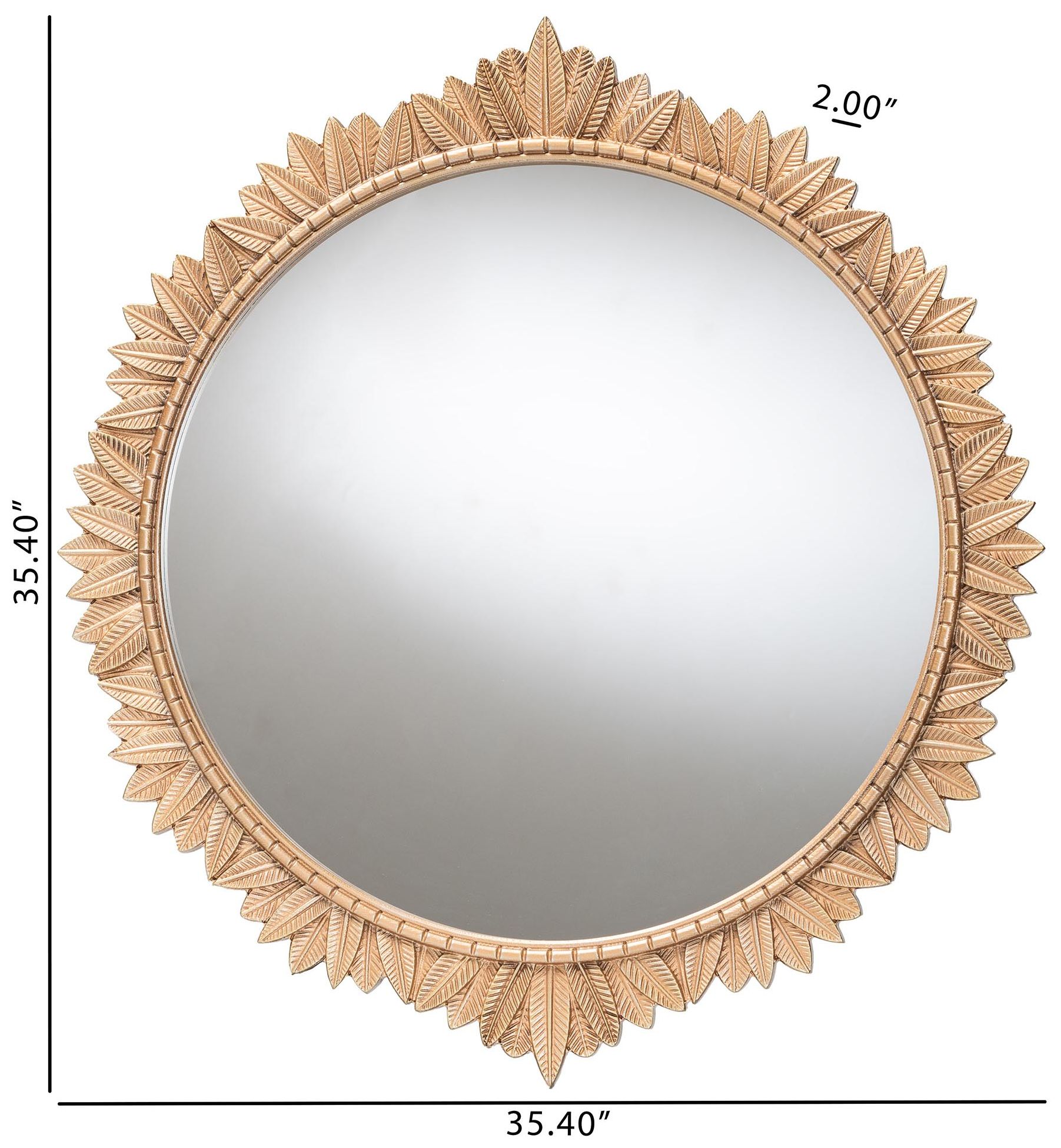 Image 4 Baxton Studio Caitlin Antique Gold Finished Wood Round Accent Wall Mirror more views