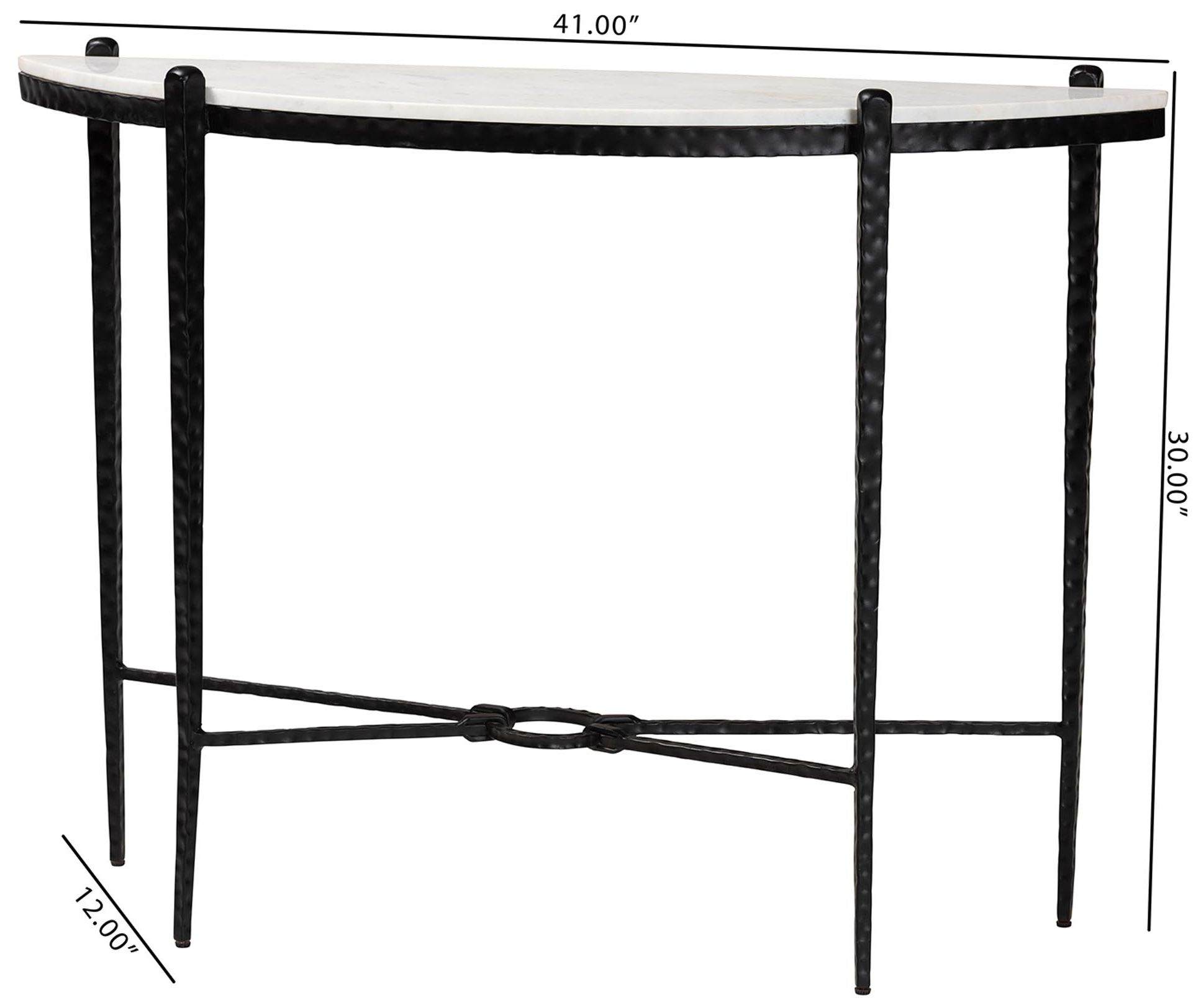 Baxton Studio Caledon Marble Console Table - Half-Moon Tabletop