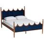 Baxton Studio Calgary Blue Velvet Fabric and Wood Queen Size Platform Bed