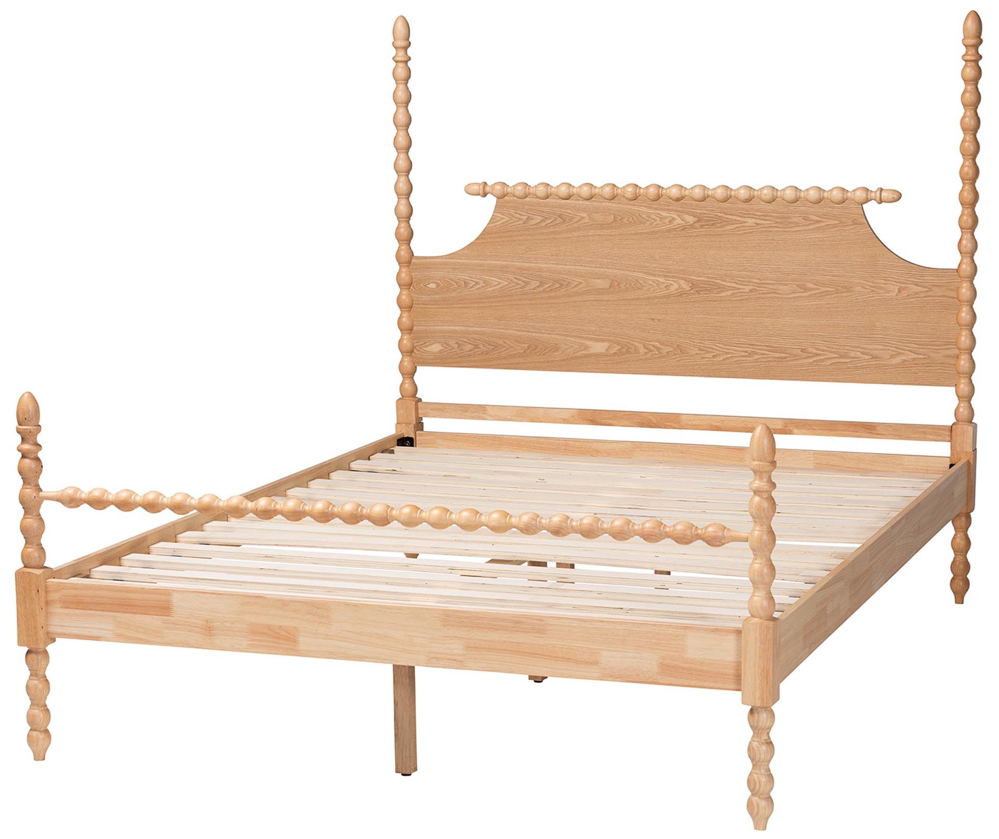 Image 4 Baxton Studio Caliana Bobbin Four-Poster Platform Bed - Natural Brown, King more views