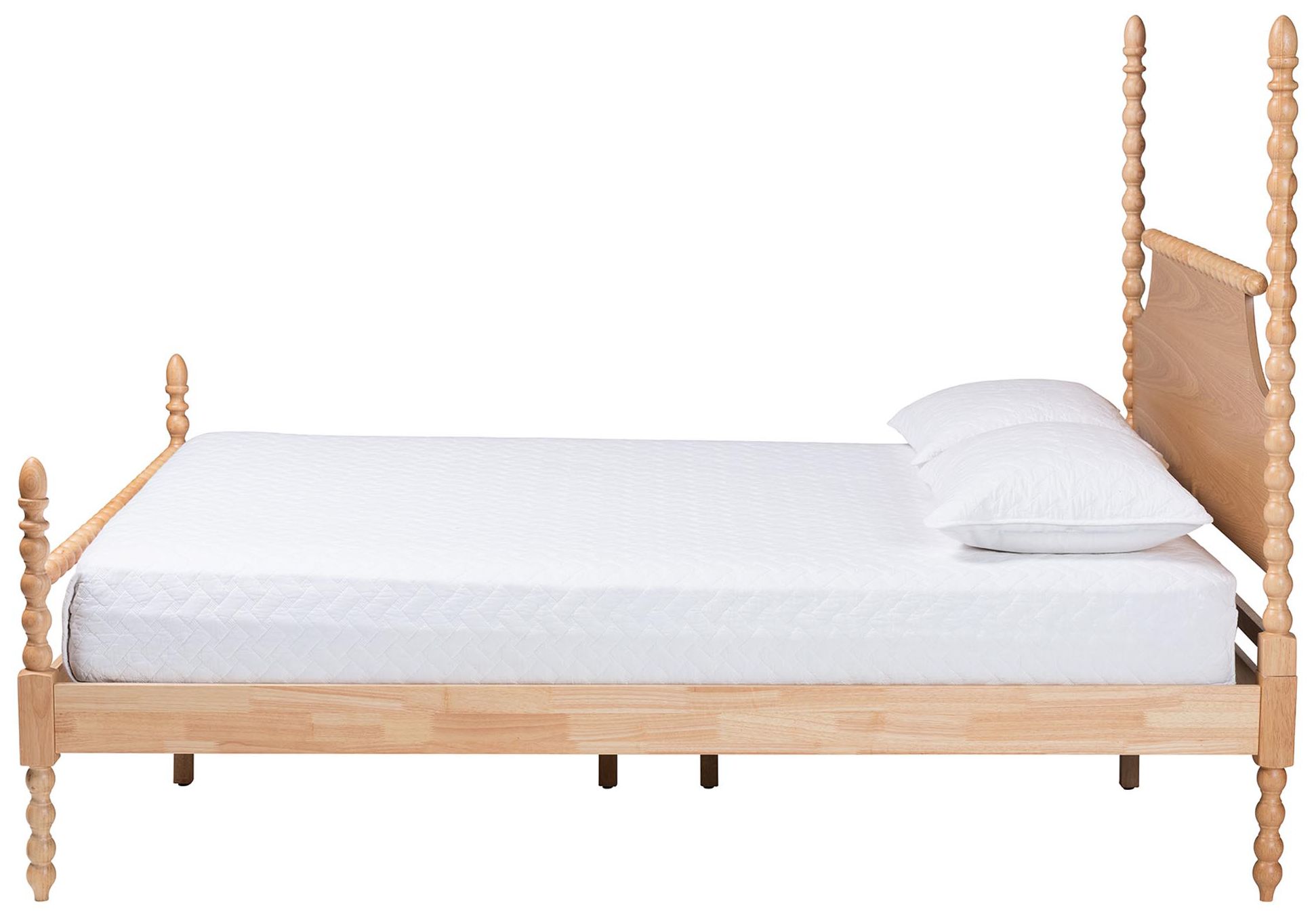 Image 3 Baxton Studio Caliana Bobbin Four-Poster Platform Bed - Natural, Queen more views