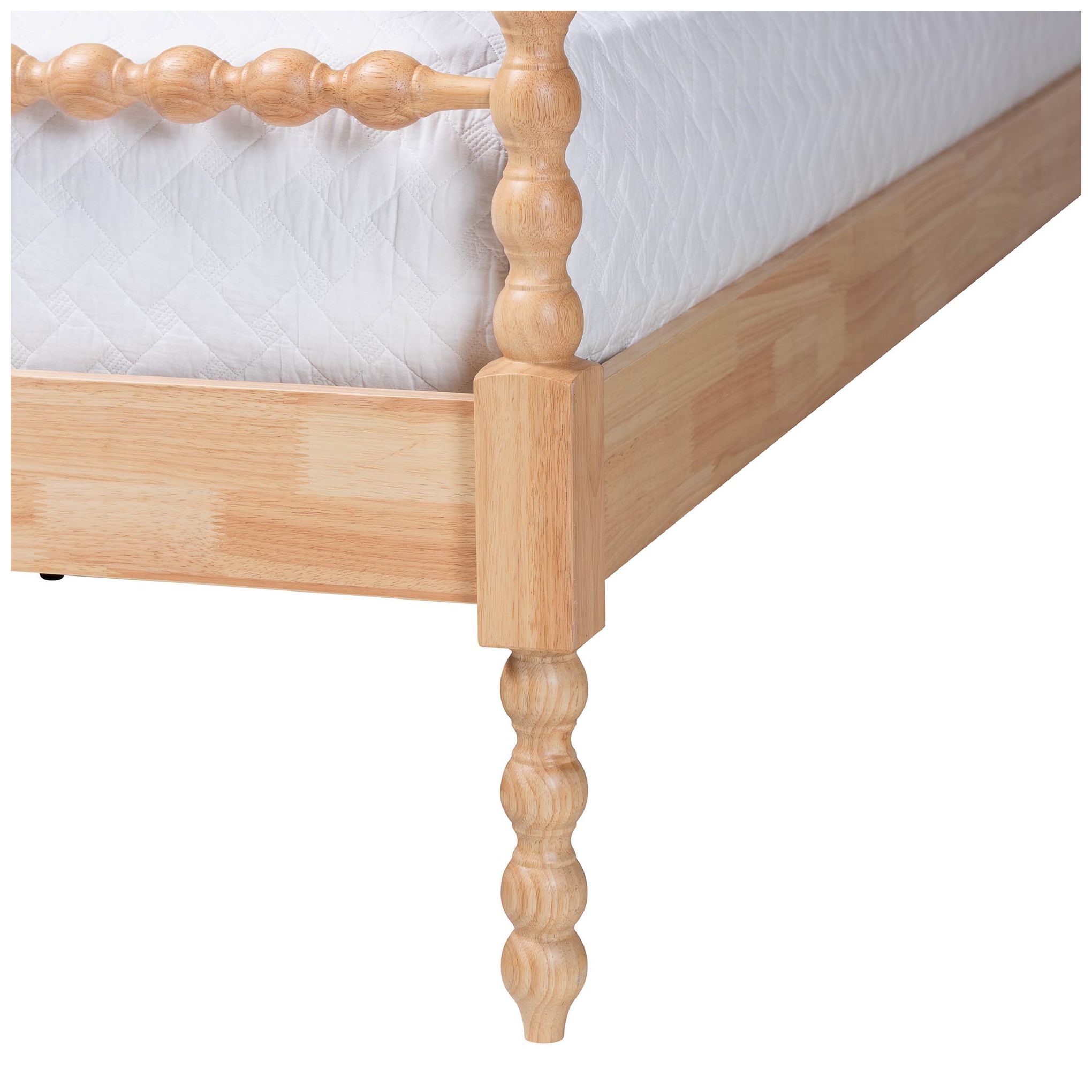 Image 6 Baxton Studio Caliana Bobbin Four-Poster Platform Bed - Natural, Queen more views