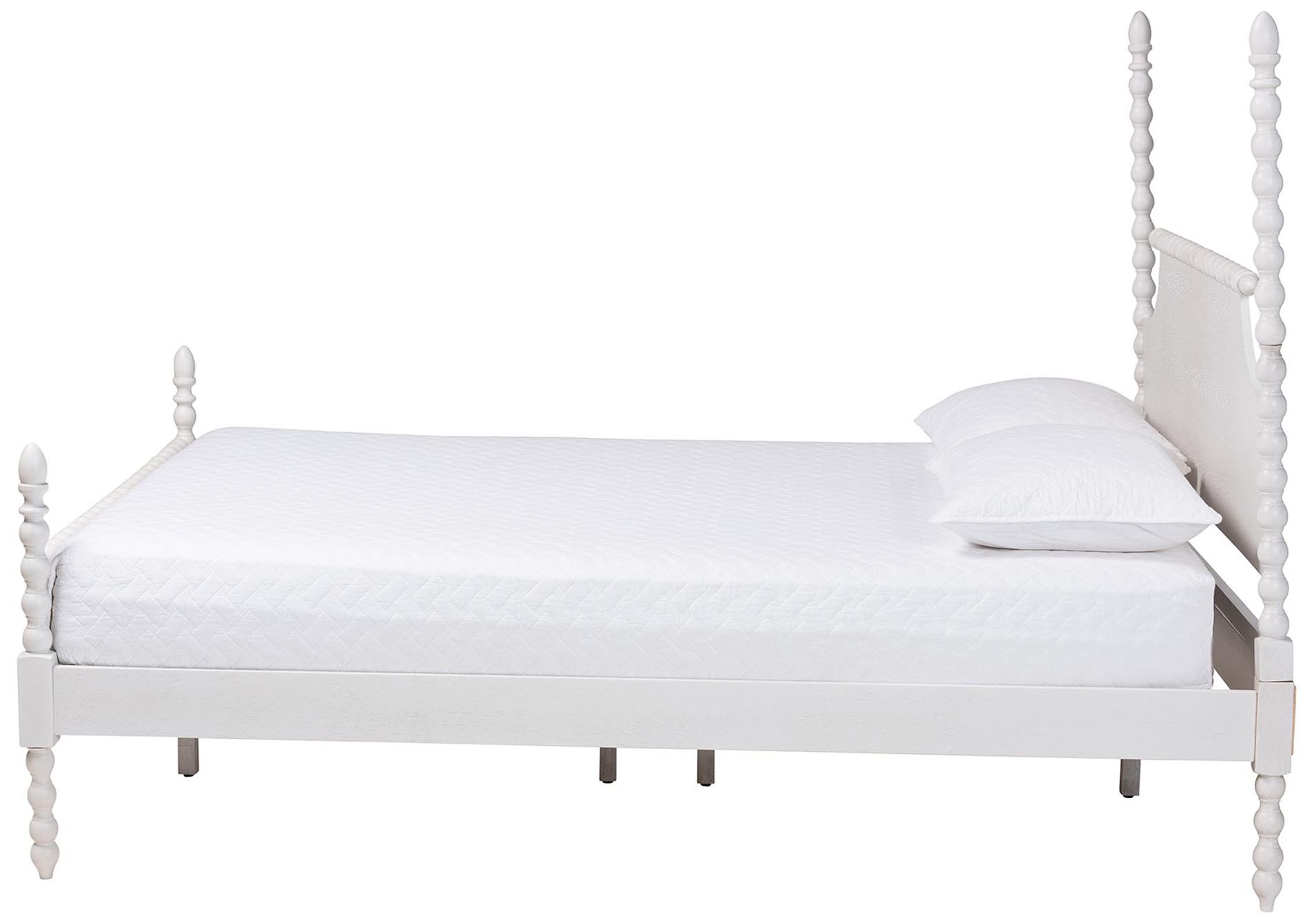 Image 3 Baxton Studio Caliana Bobbin Four-Poster Platform Bed - White, King more views