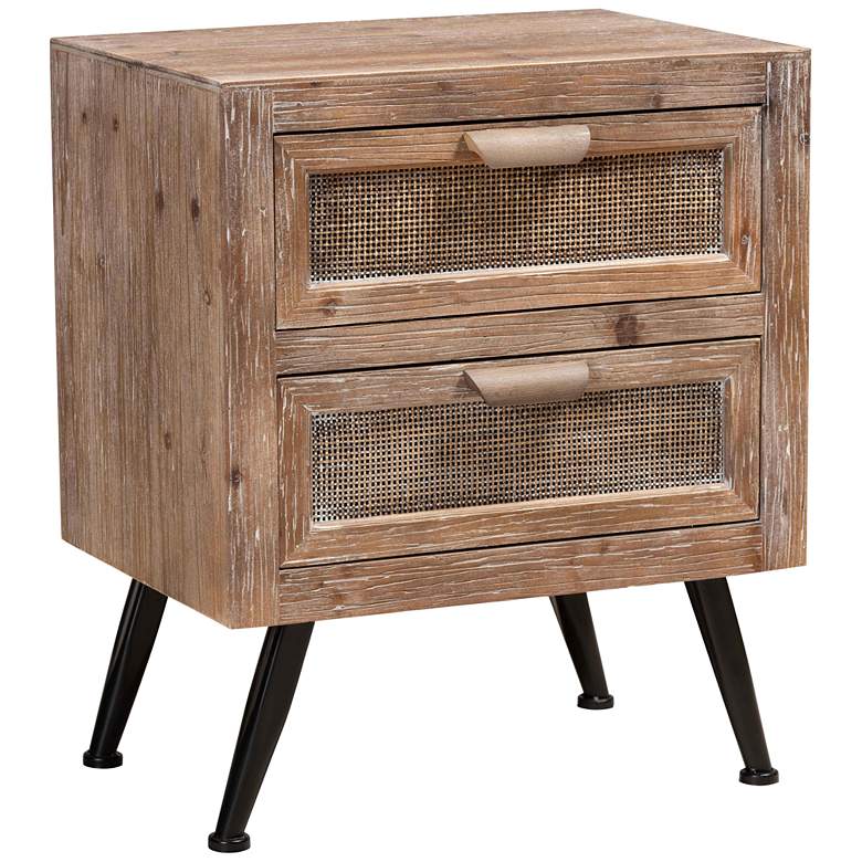 Image 2 Baxton Studio Calida 19"W Natural Brown 2-Drawer Nightstand